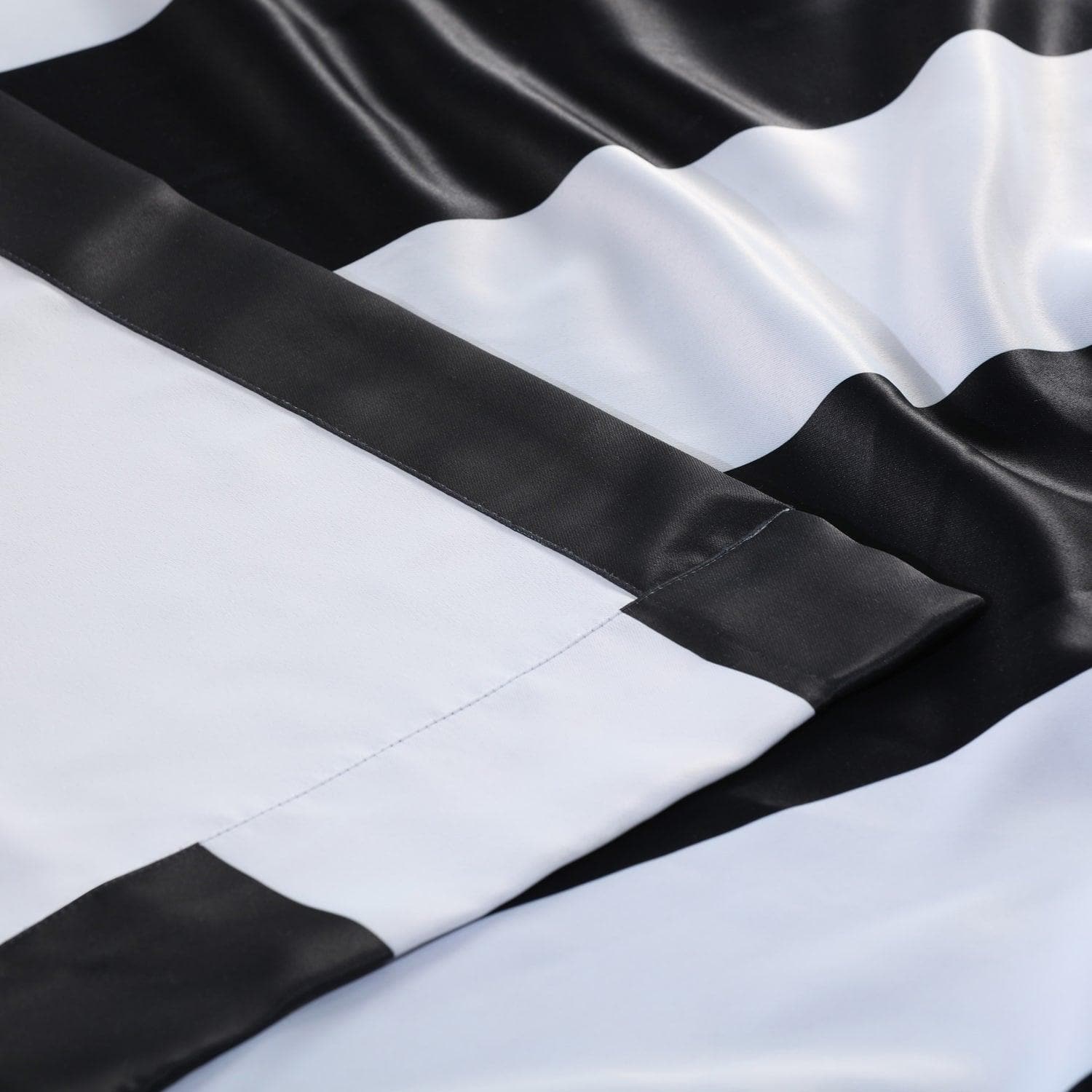 Awning Black & Fog White Striped Grommet Room Darkening Curtain - Image 4