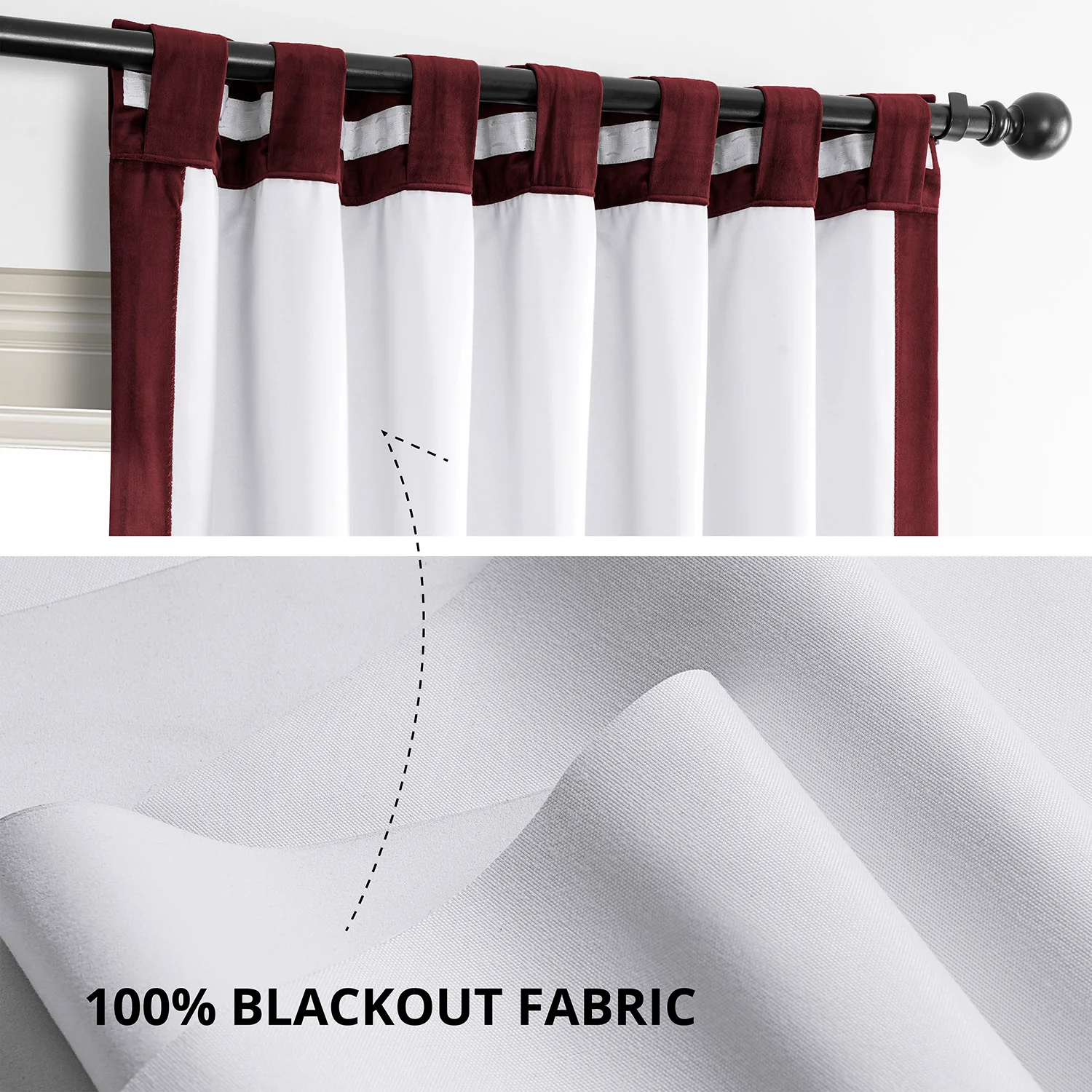 Burgundy Signature Extra Wide Velvet Blackout Curtain - Image 3
