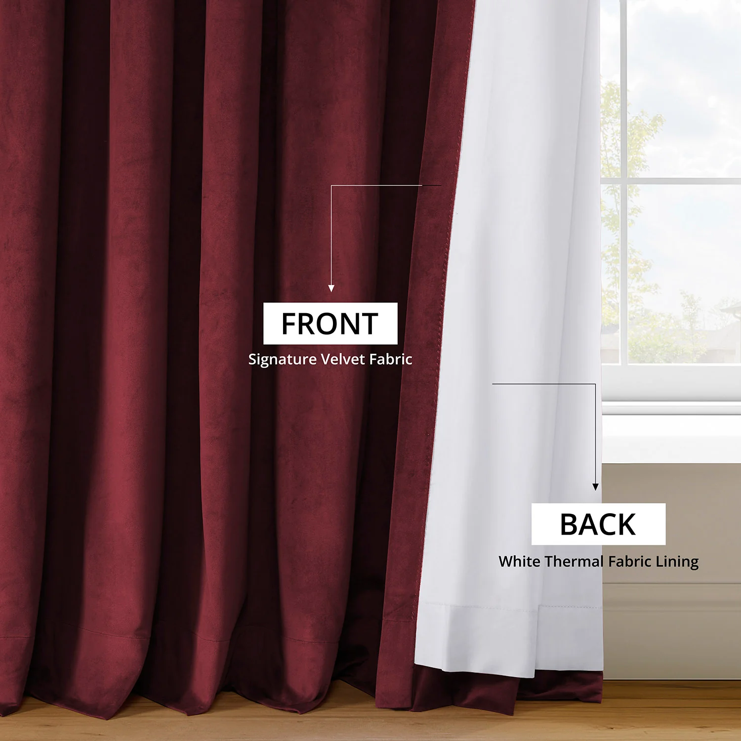 Burgundy Signature Extra Wide Velvet Blackout Curtain - Image 6