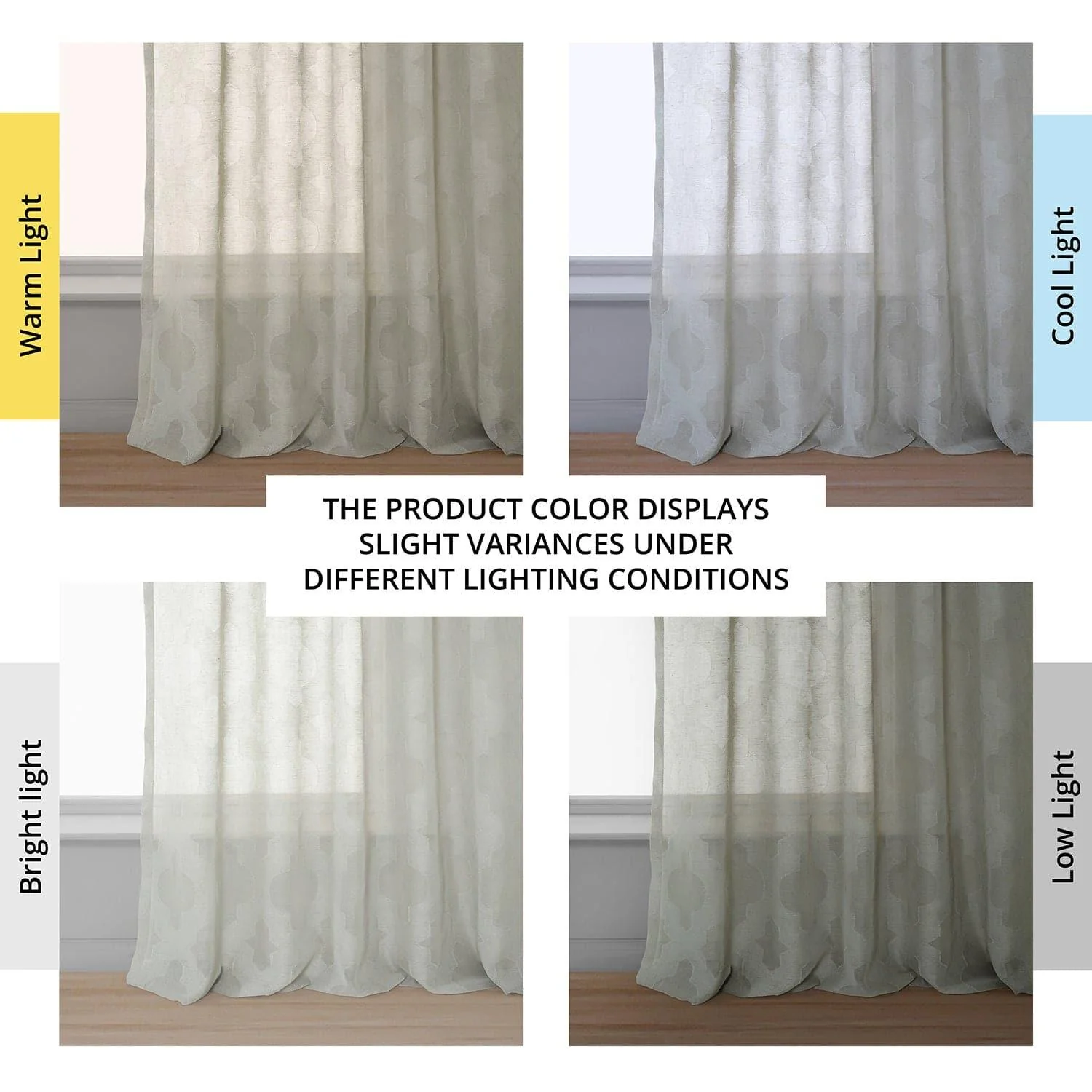 Calais Tile Grey Geometric Patterned Faux Linen Sheer Curtain - Image 6