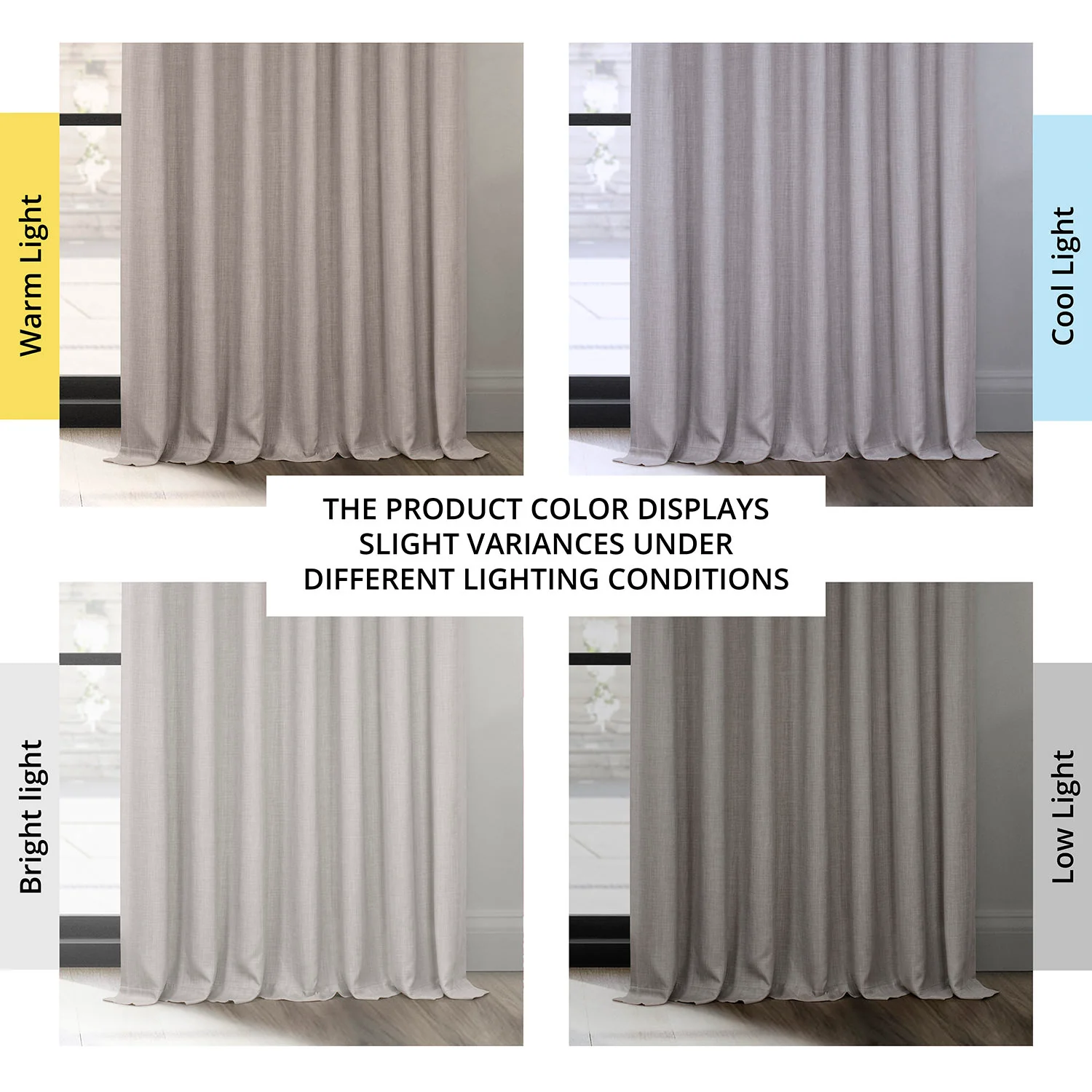 Clay Extra Wide Textured Faux Linen Room Darkening Curtain - Image 7
