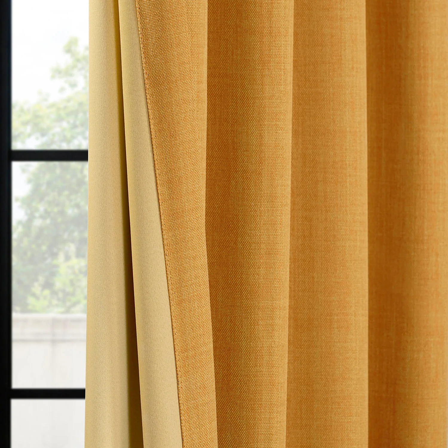 Dandelion Gold Extra Wide Textured Faux Linen Room Darkening Curtain - Image 5