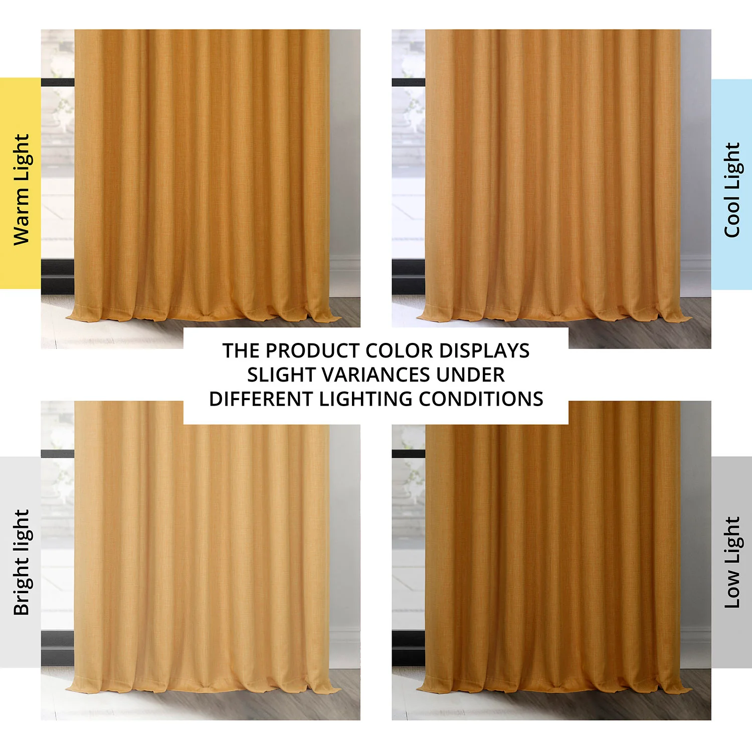 Dandelion Gold Extra Wide Textured Faux Linen Room Darkening Curtain - Image 7