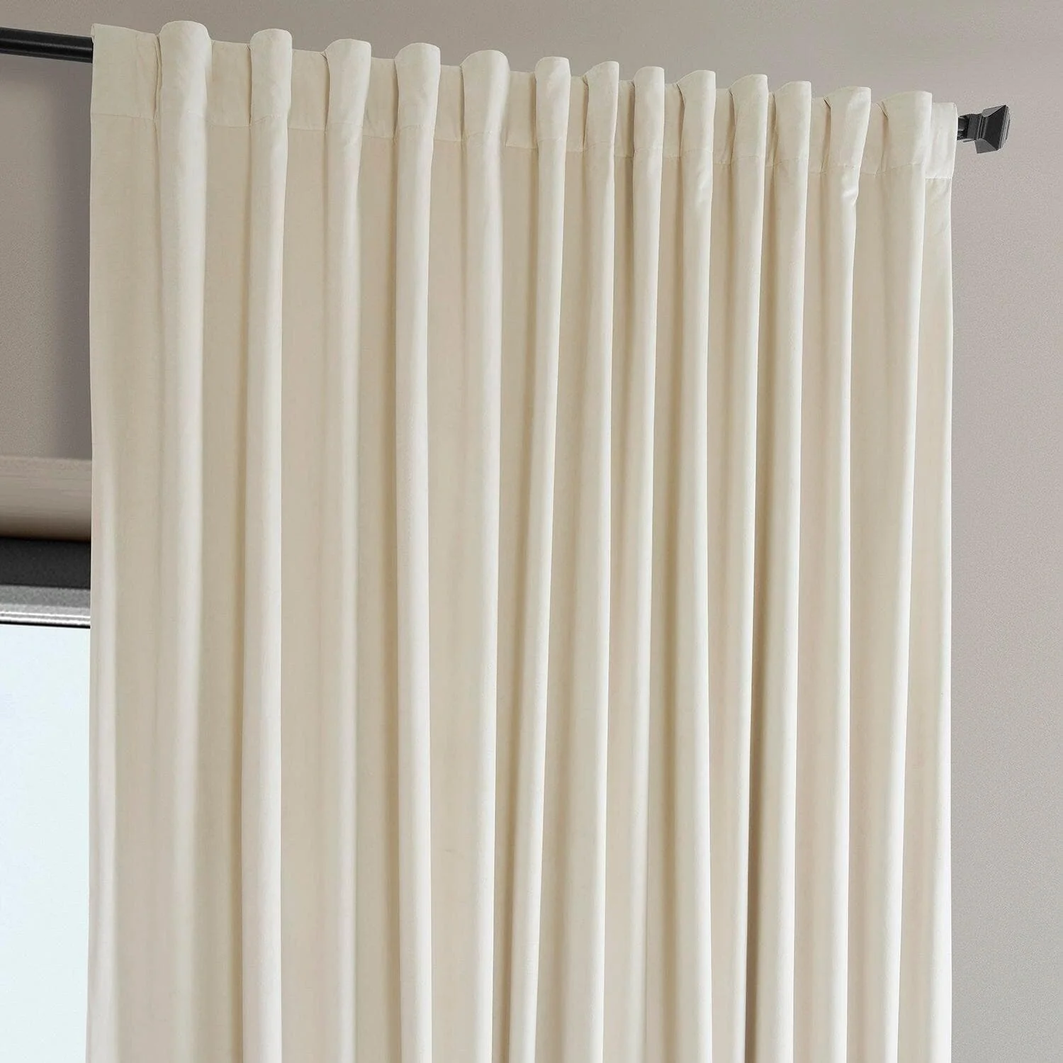 Diva Cream Extra Wide Signature Plush Velvet Hotel Blackout Curtain - Image 3
