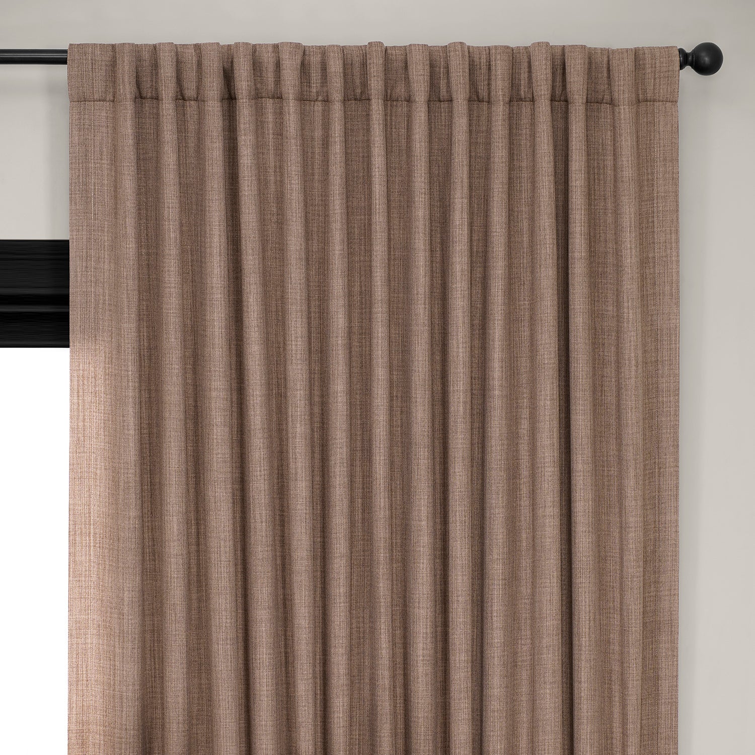 Dutch Cocoa Extra Wide Textured Faux Linen Room Darkening Curtain - Image 3