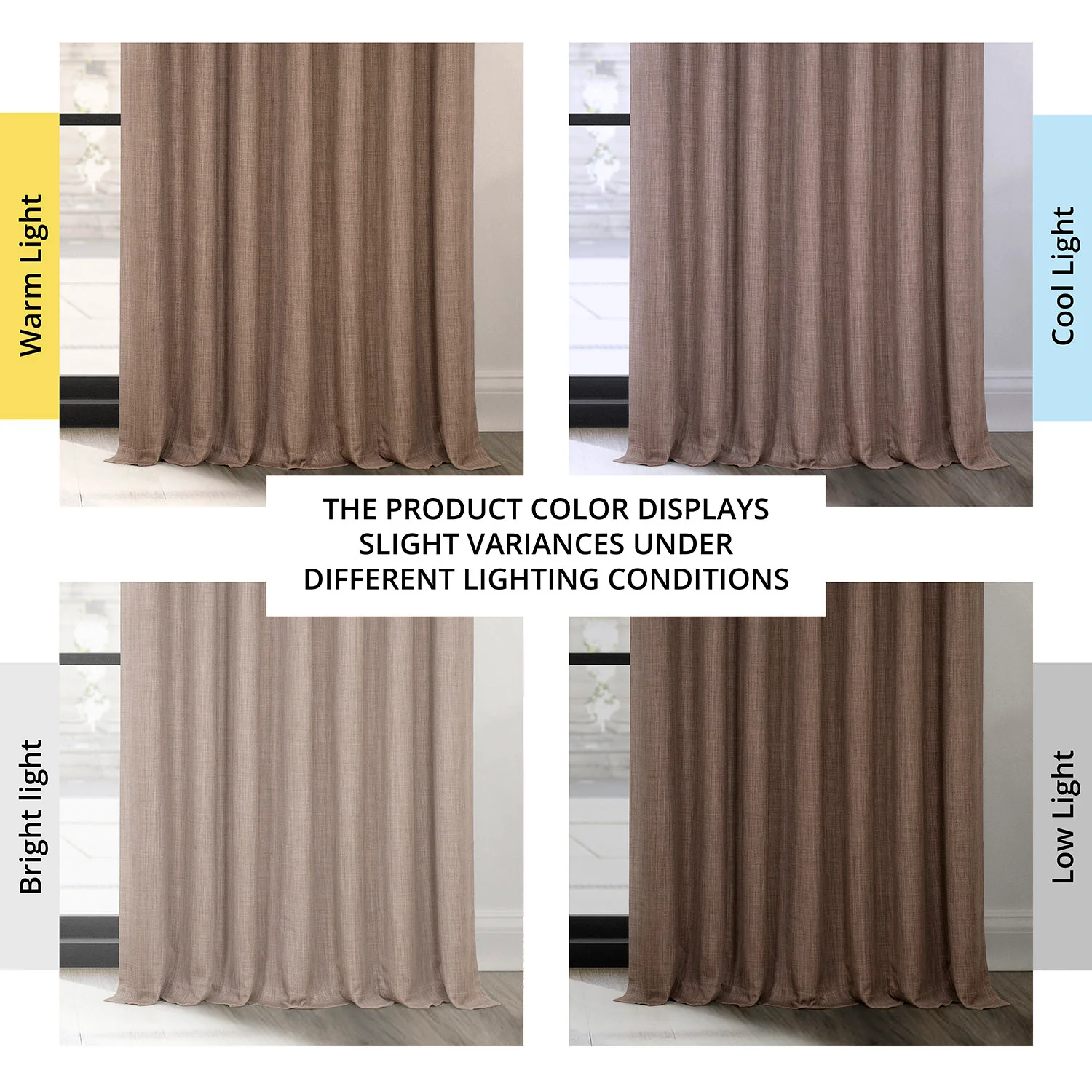 Dutch Cocoa Extra Wide Textured Faux Linen Room Darkening Curtain - Image 7