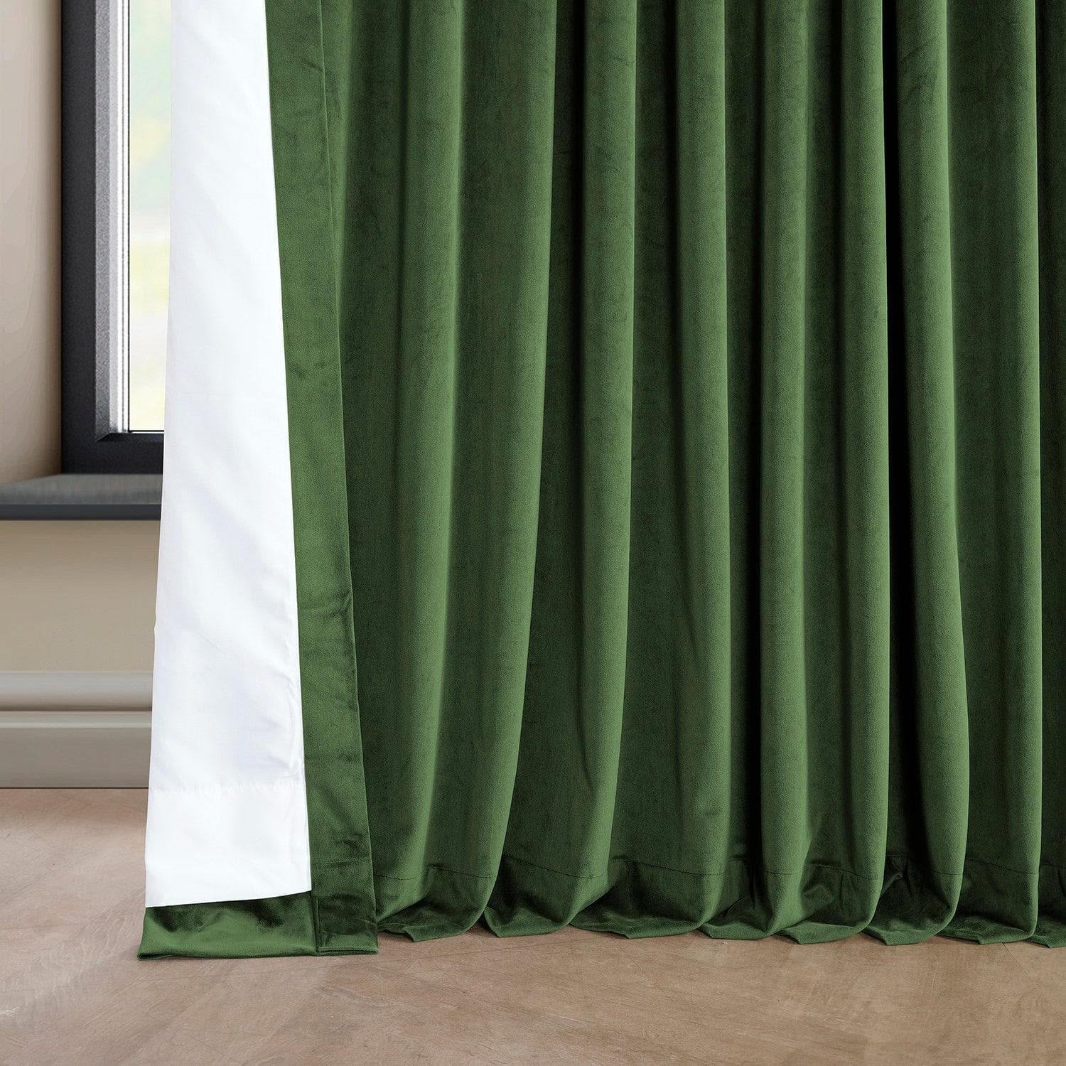 Eden Green Extra Wide Heritage Plush Velvet Room Darkening Curtain - Image 5