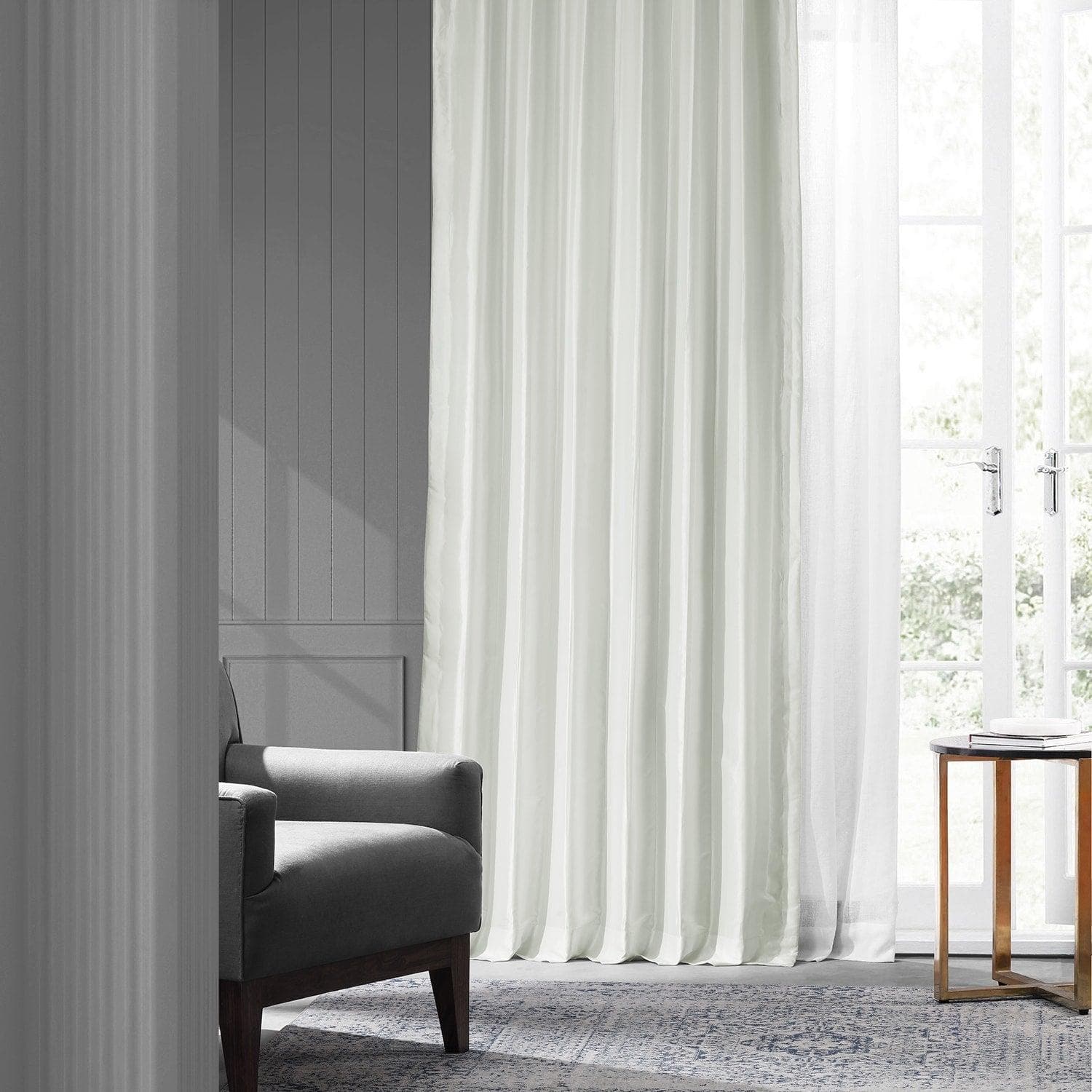 Eggshell Faux Silk Taffeta Blackout Curtain - Image 6