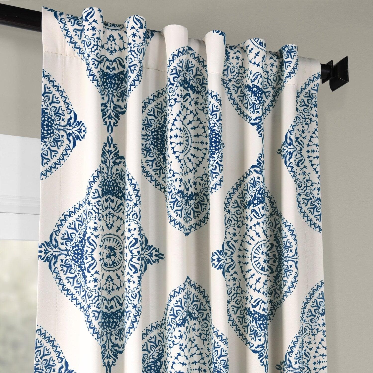Henna Blue Emblem Room Darkening Curtain - Image 4