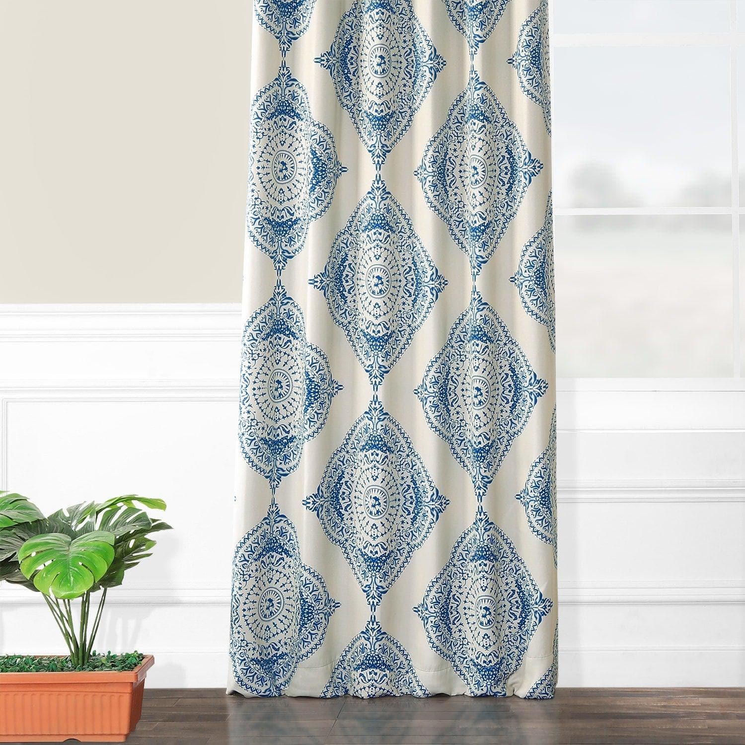 Henna Blue Emblem Room Darkening Curtain - Image 6