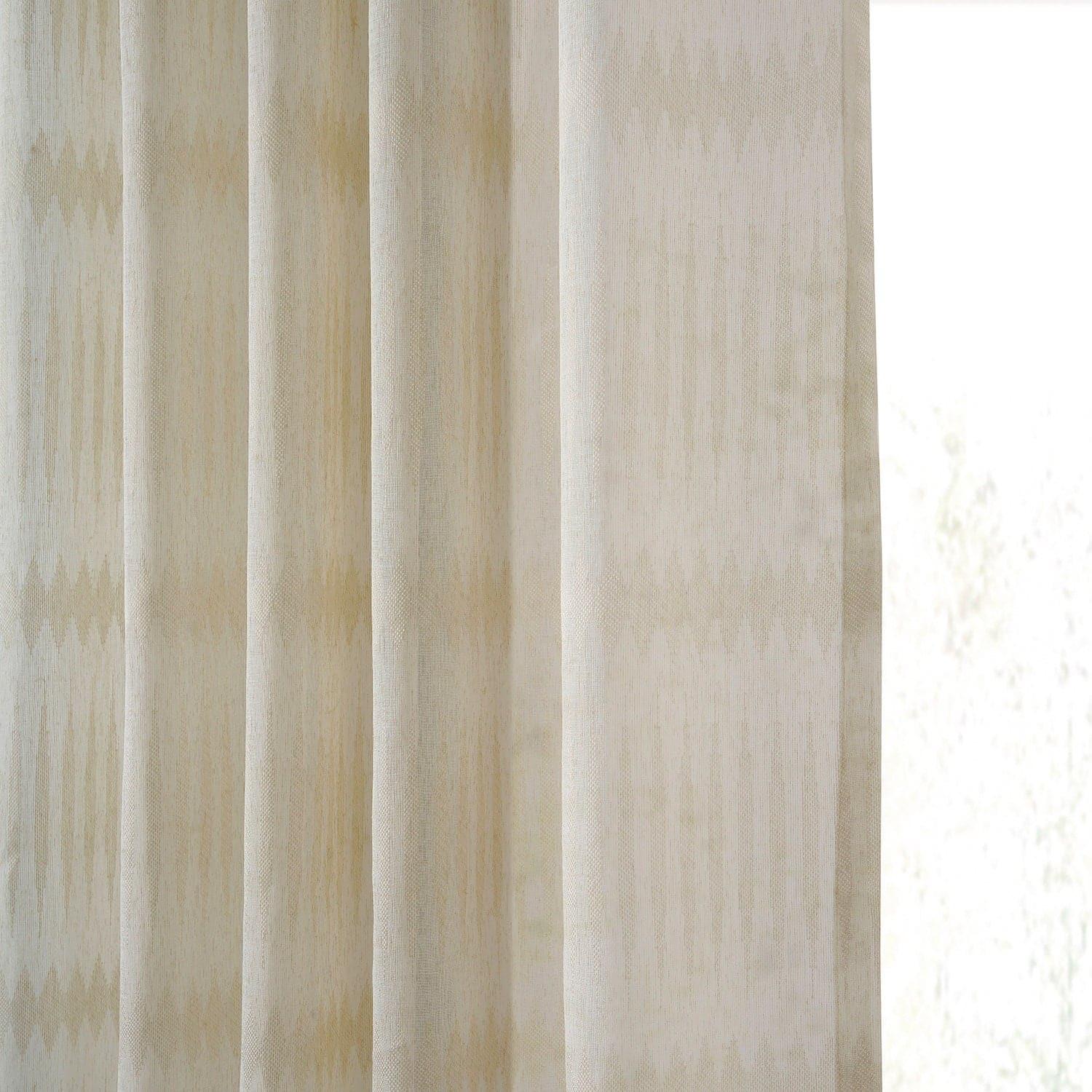 Polaris Tan Geometric Patterned Faux Linen Sheer Curtain - Image 4