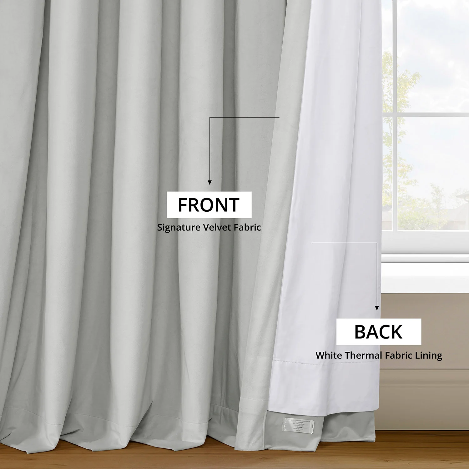 Reflection Grey Signature Velvet Blackout Curtain - Image 6