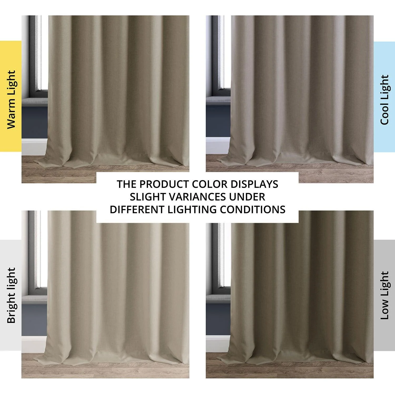 Safari Tan Faux Linen Hotel Blackout Curtain - Image 6