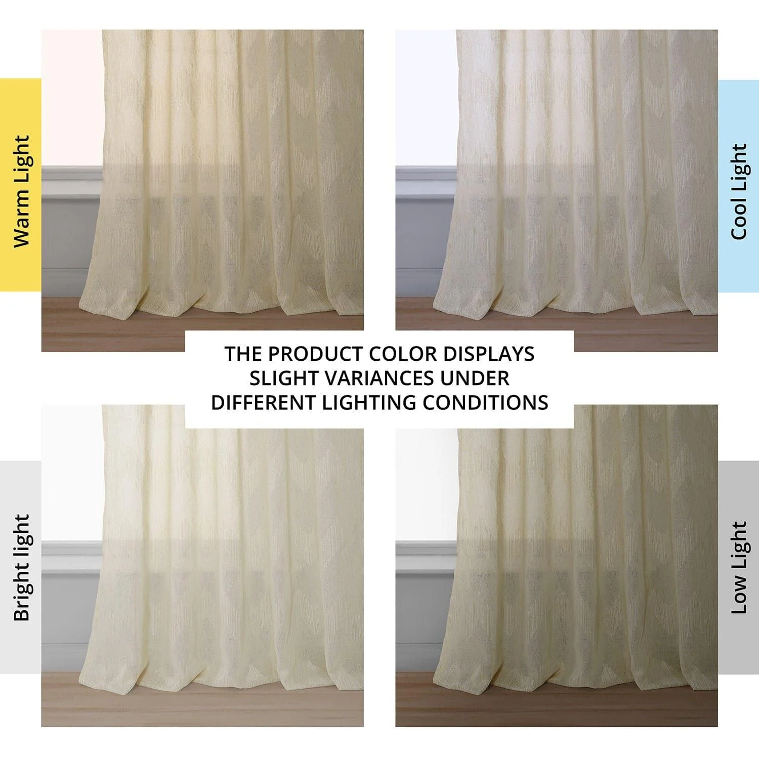 Sirius Beige Striped Patterned Faux Linen Sheer Curtain - Image 6