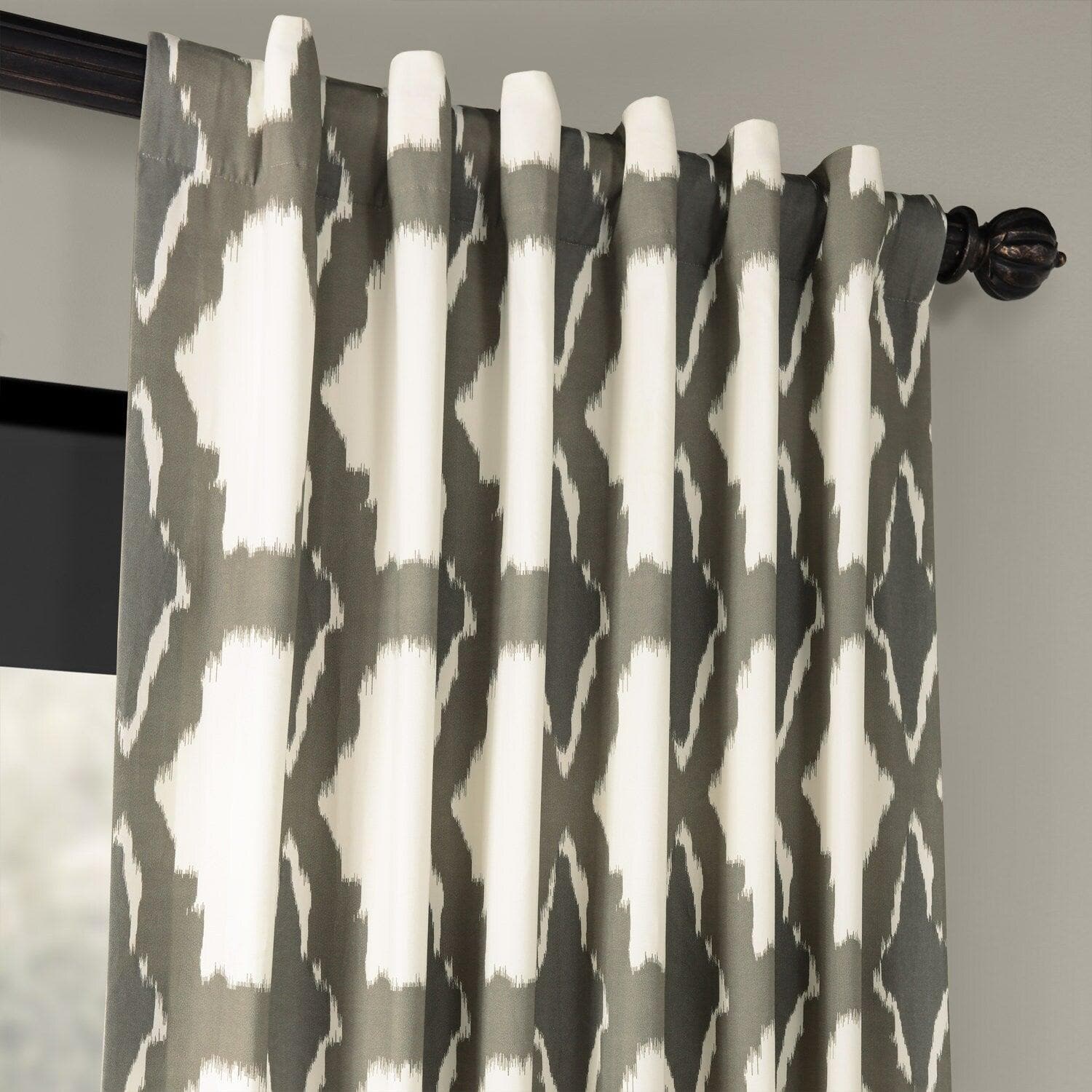 Sorong Beige Geometric Printed Cotton Room Darkening Curtain - Image 3