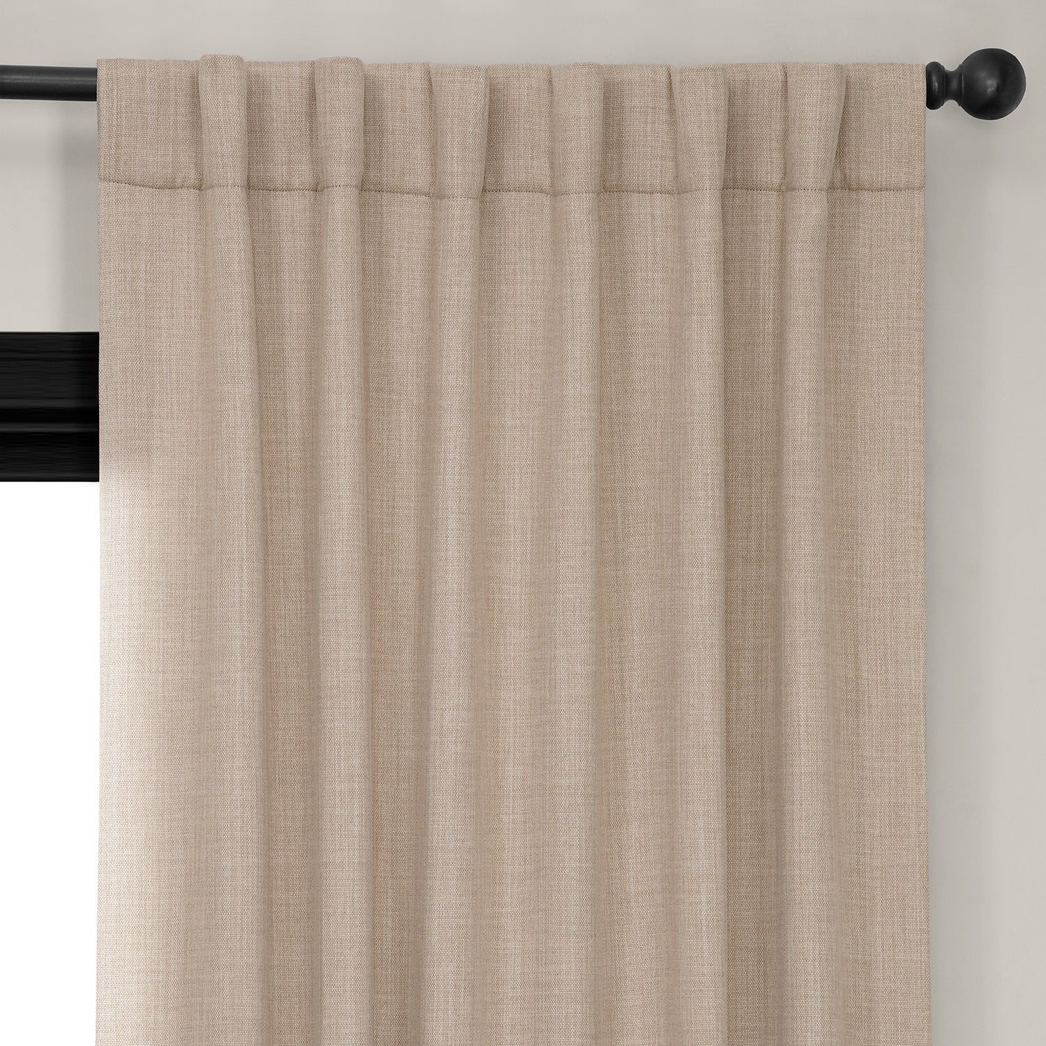 Thatched Tan Textured Faux Linen Room Darkening Curtain - Image 3