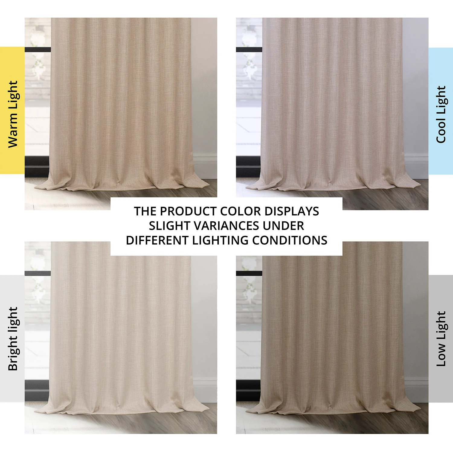 Thatched Tan Textured Faux Linen Room Darkening Curtain - Image 6
