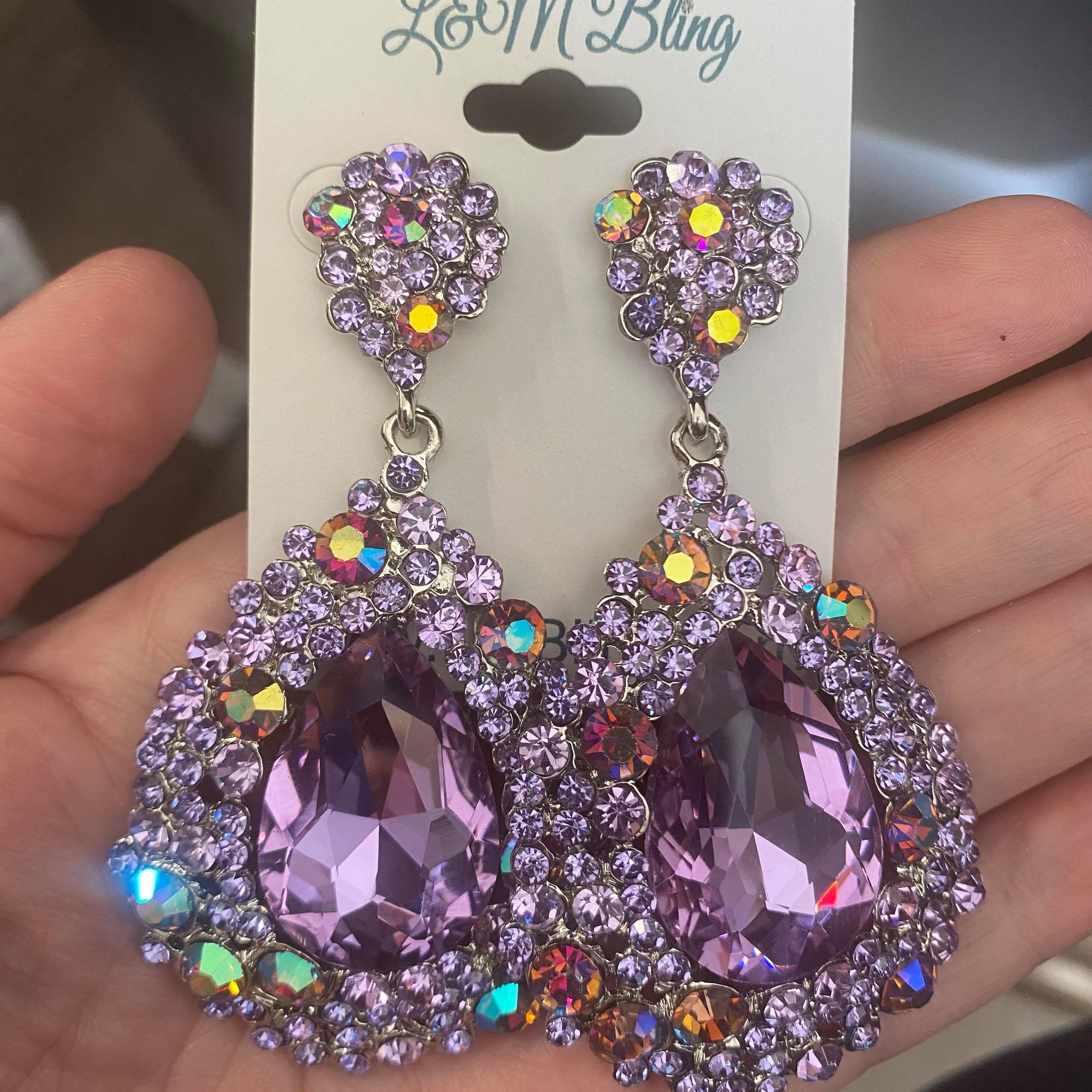 Light Purple Chunky Earrings | Pageant Earrings | H202-7