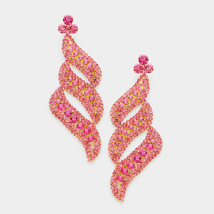 Long Pink Crystal Statement Earrings | bolts | 397311