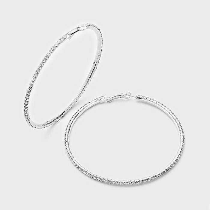 Crystal Hoop Earrings | 3″ | 254060