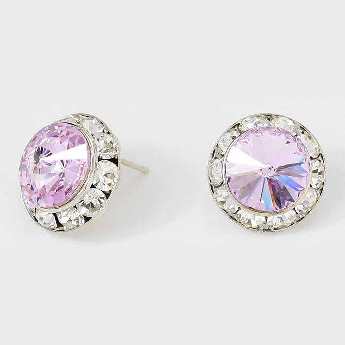 Violet Austrian Crystal Round Stud Earrings | 5/8″ | 114233