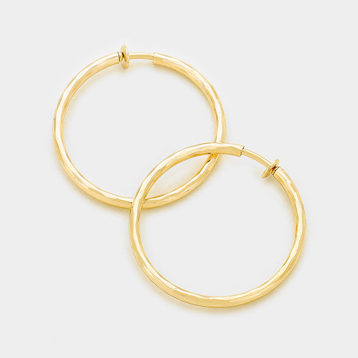 Clip On Gold Hoop Earrings | 1.75″ | 246108