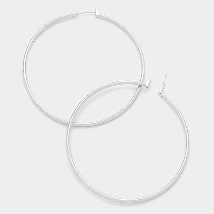 Silver Hoop Earrings | 2.5″ | 321034