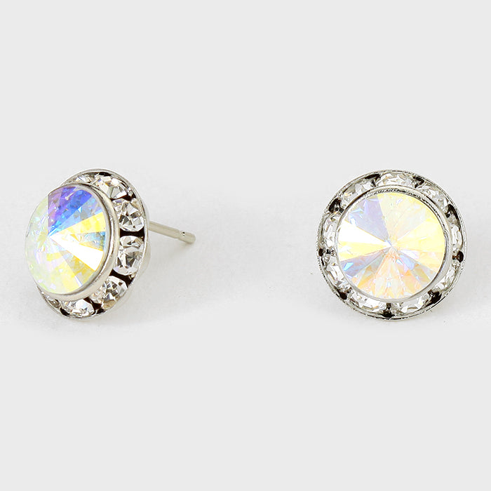 AB Stud Earrings on Silver | 0.5″ | 123291