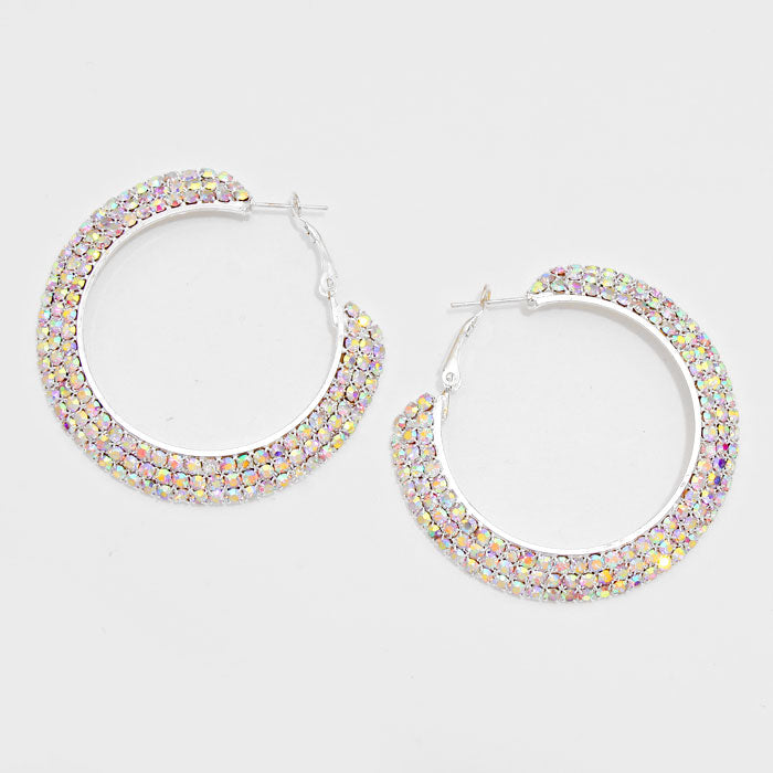 Three Row AB Crystal Hoops | 2 1/8″ | 273442