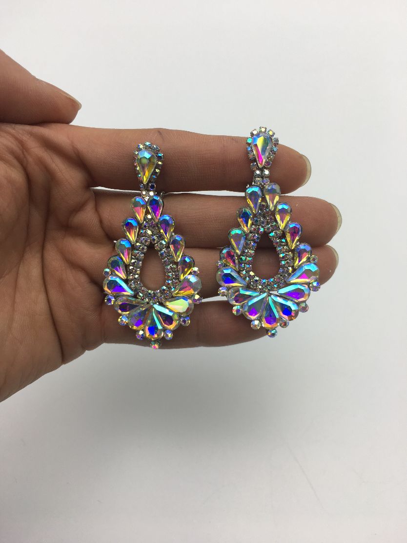 Cut Out Yellow Crystal Clip On Teardrop Chandelier Earrings | 428185