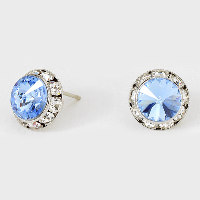 Light Blue Stud Earrings 0.5″ | 123324