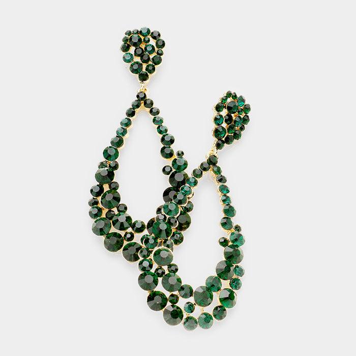 Big Emerald Crystal Pageant Hoop Earrings | 3.75″ | 394971