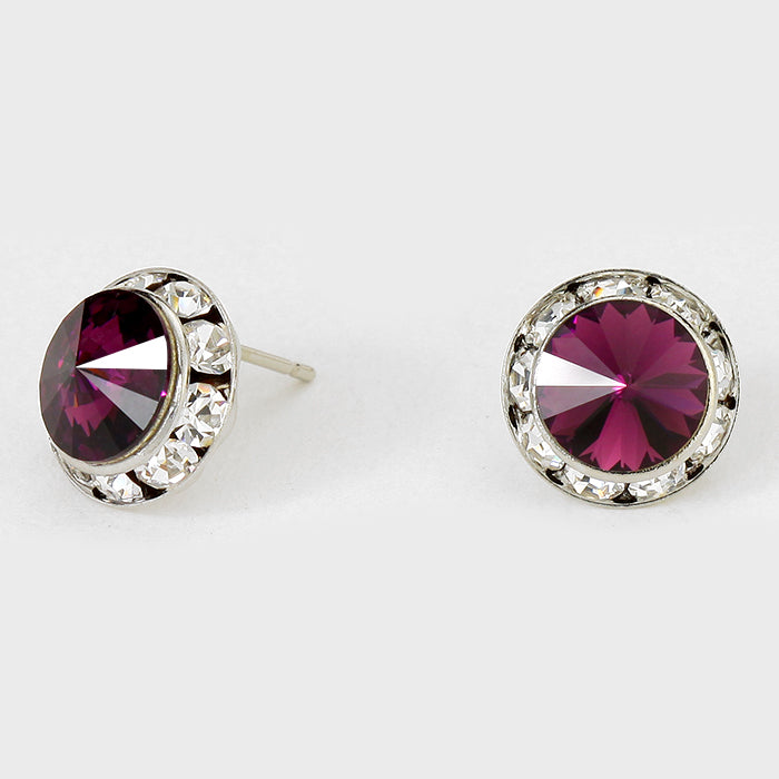 Plum Stud Earrings 0.5″ | 123298