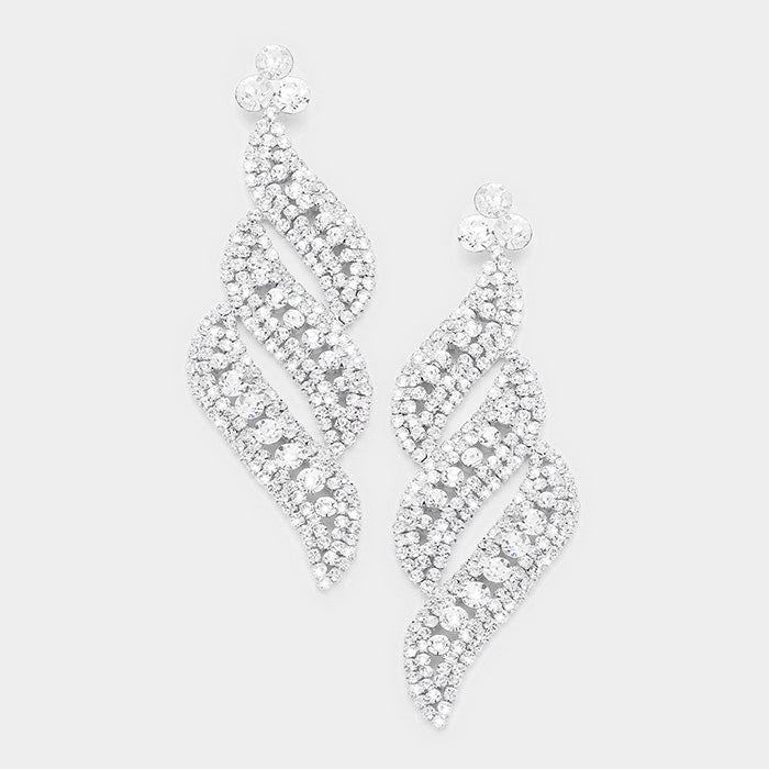 Long Crystal Statement Earrings on Silver | Bolts | 364546