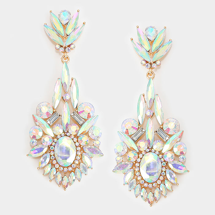 Gold & AB Chandelier Earrings “Victoria” | 237306