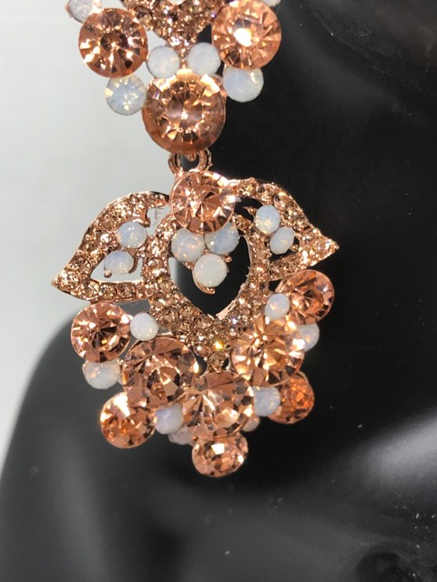 Peach Crystal Dangle Earrings | Lauren | 283488