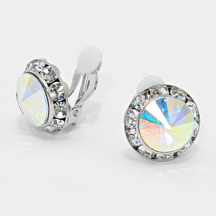 AB Austrian Crystal Clip On Stud Earrings | 296870