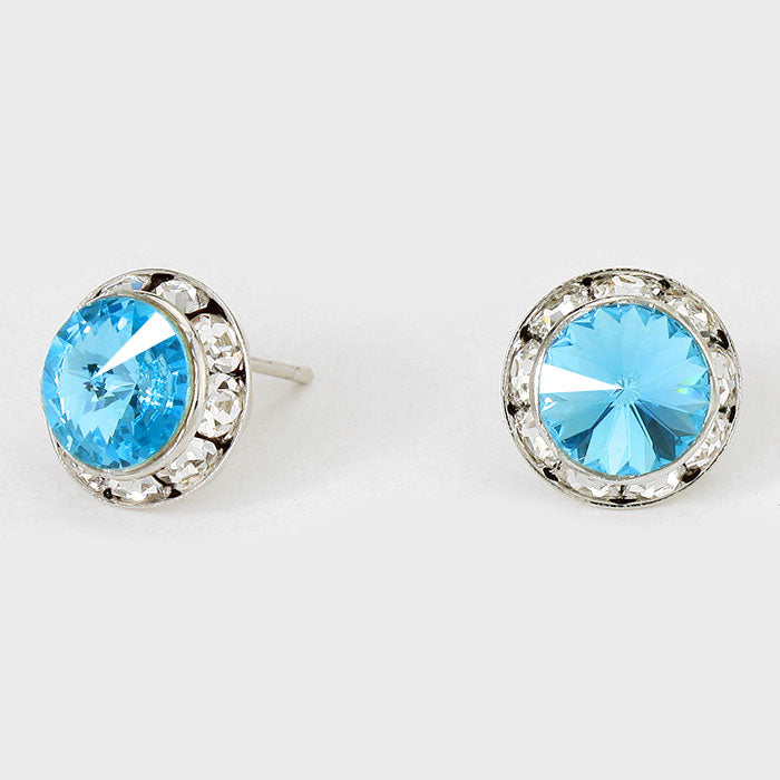 Aqua Stud Earrings 0.5″ | 123299