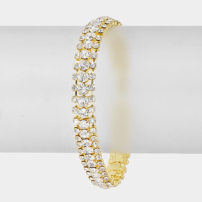 Crystal Rhinestone Clasp Bracelet on Gold | 297541