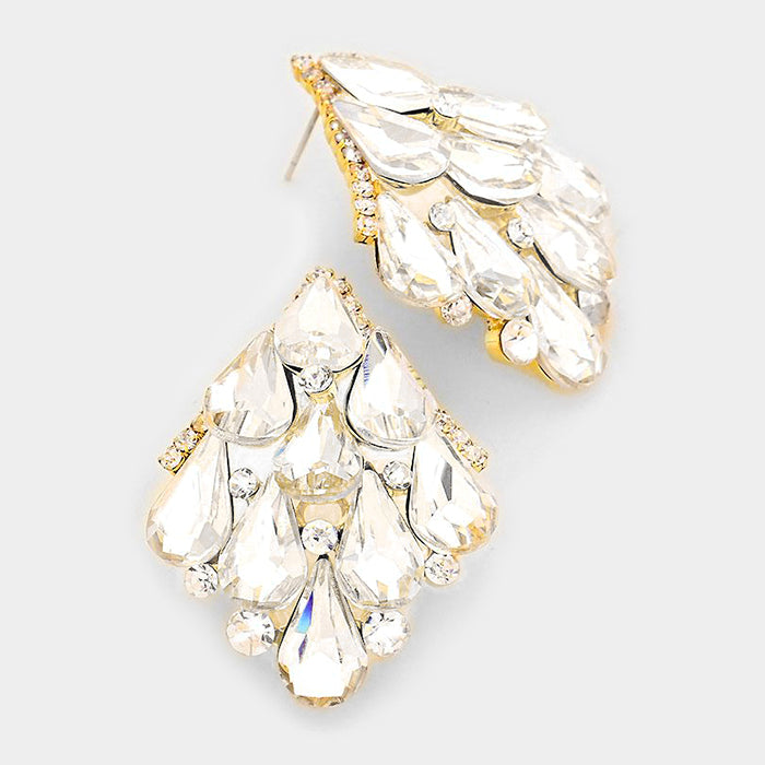 Large Crystal Cluster Stud on Gold | 307534