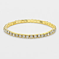 Crystal Single Row Tennis Bracelet on Gold | 186607