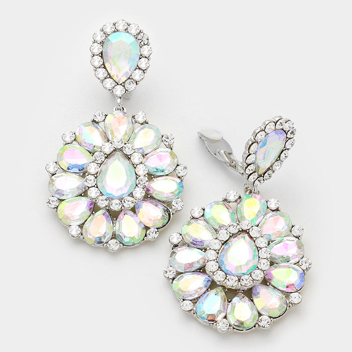 Large AB Pageant Earrings | Clip On | 322800