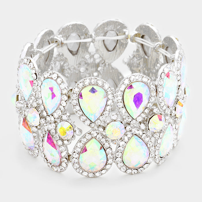 Double Teardrop AB Crystal Stretch Bracelet | 243781