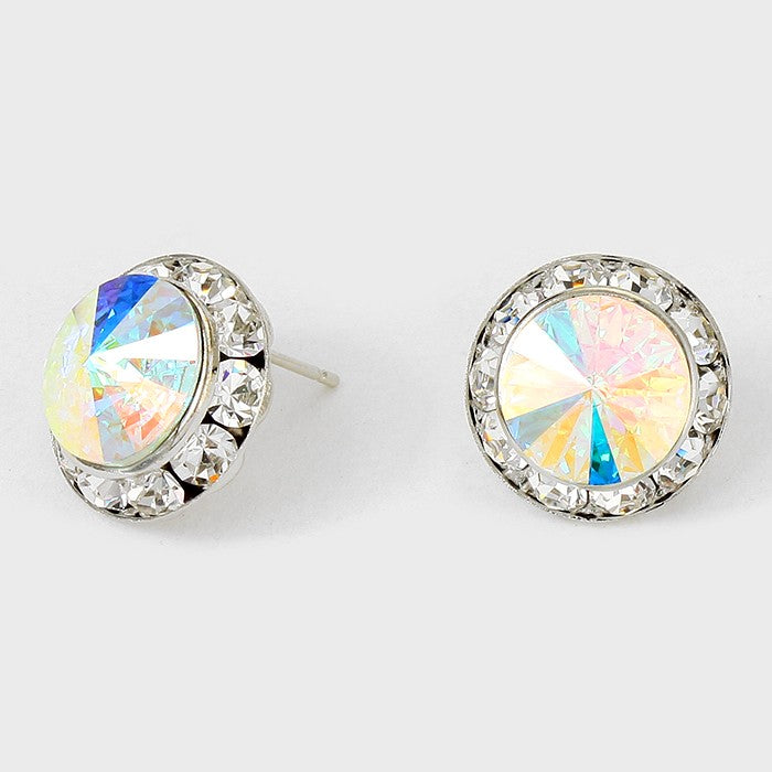 AB Austrian Crystal Round Stud Earrings | 5/8″ | 114204