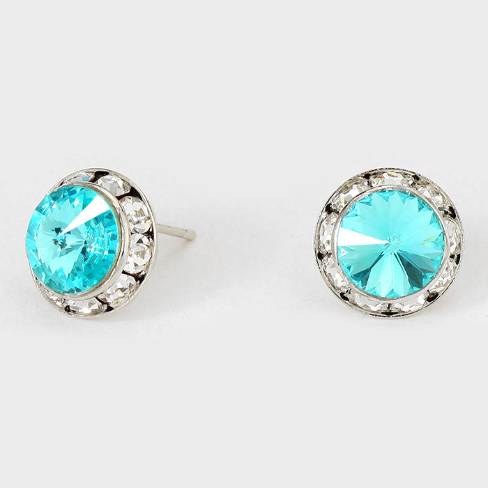 Teal Blue Stud Earrings 0.5″ | 202669