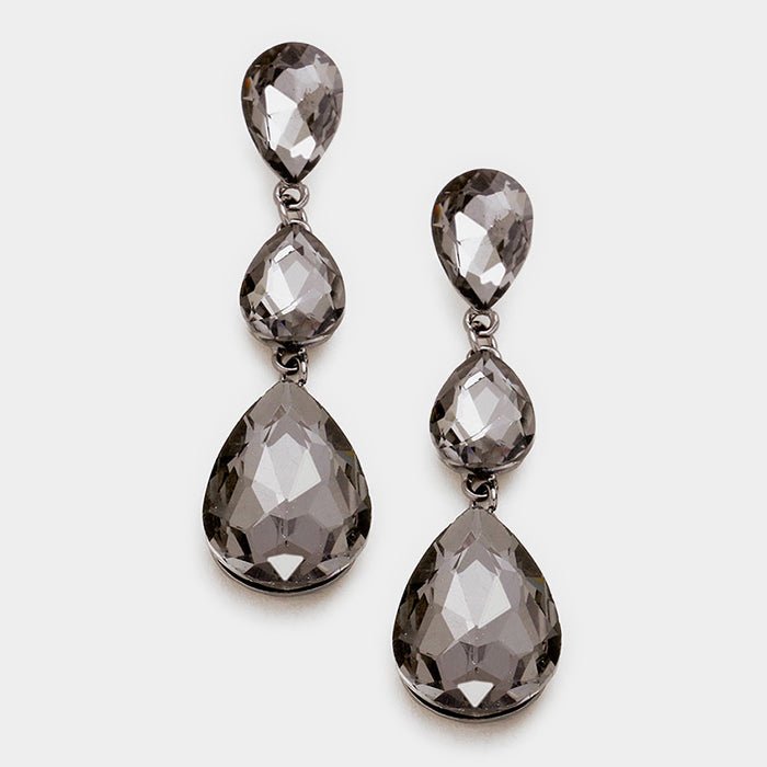 Black Diamond Triple Teardrop Earrings | 237746