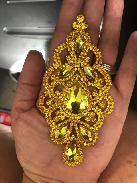 Large Yellow Crystal and Rhinestone Chandelier Earrings | 455358