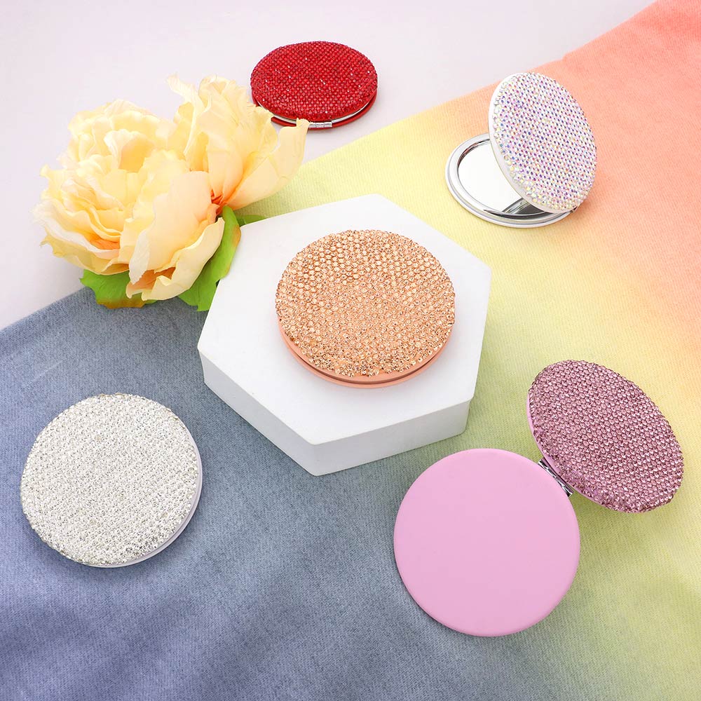 Bling Round Compact Mirror | Bling Products | Bling Mirror | Rhinestone Compact Mirror | CMMMR