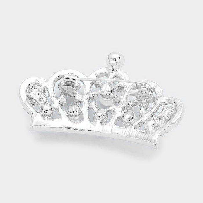 Bling and Pearl Crown Sash Pin | Pageant Sash Pins | Crown Brooch | Bling Products | BR06495