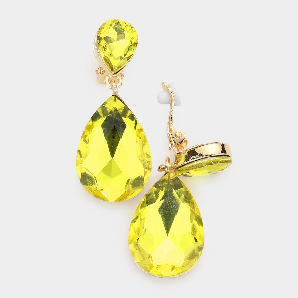 Little Girls Clip-on Yellow Teardrop Earrings | 555416